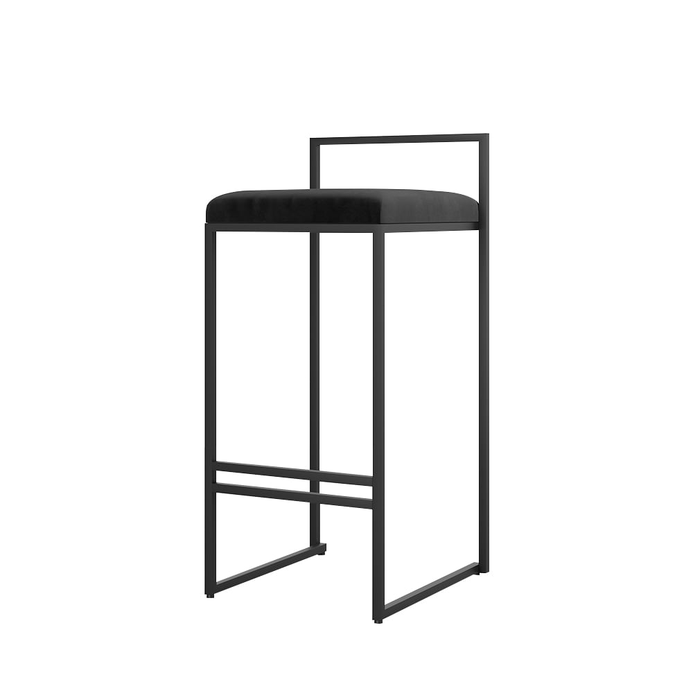 Tabourets de comptoir modernes en velours noir, 2 pièces image de fenêtre