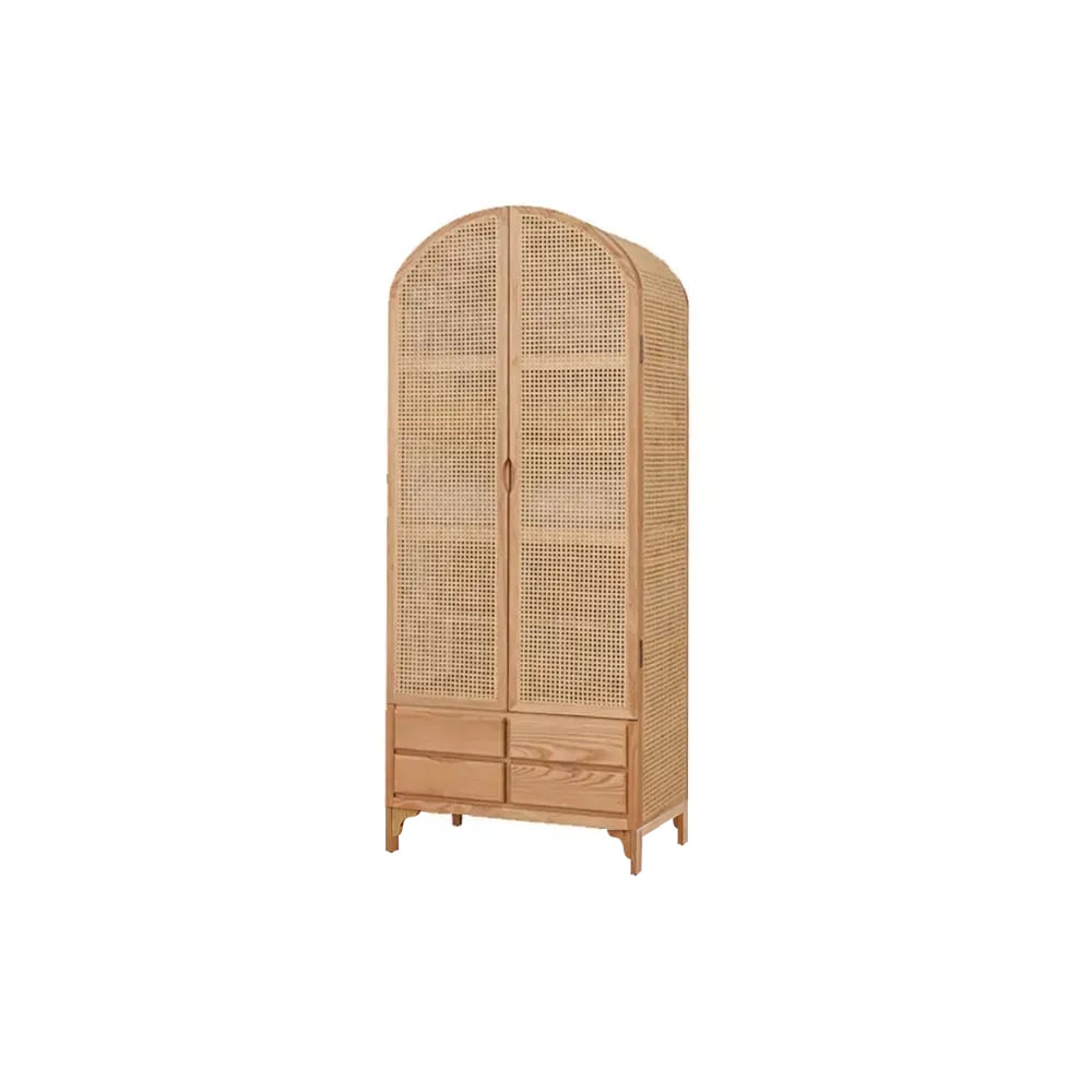Armoire de rangement en rotin tressé avec 2 portes et 4 tiroirs image de fenêtre