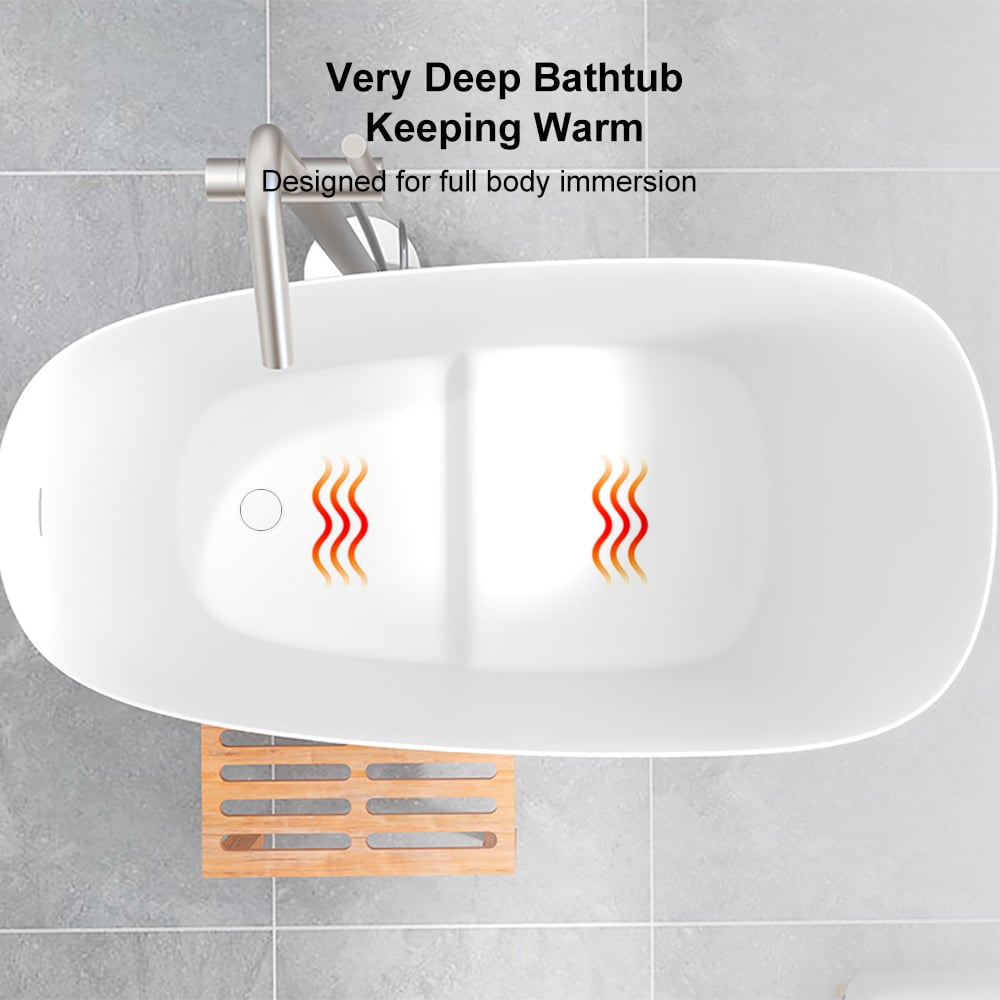 Baignoire 120 cm en résine de pierre blanche avec siège ergonomique intégré image de fenêtre