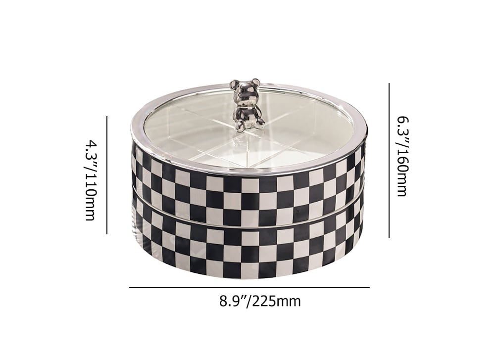 Plateau de service moderne de 225 mm avec couvercle, plateau à collations à 2 niveaux, récipients de conservation des aliments Poids, dimensions, image