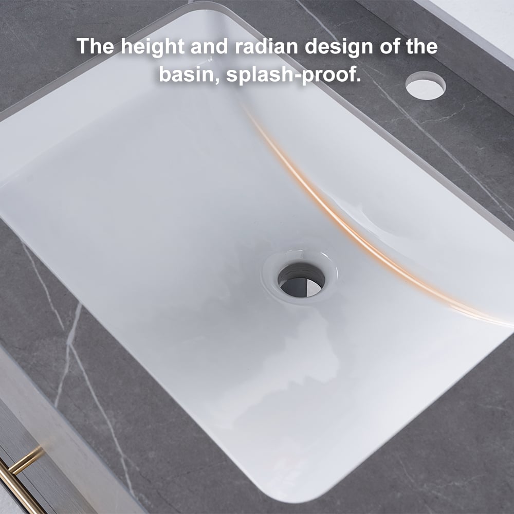 Meuble-lavabo simple mural moderne noir de 99 cm avec plateau en pierre frittée et évier image de fenêtre