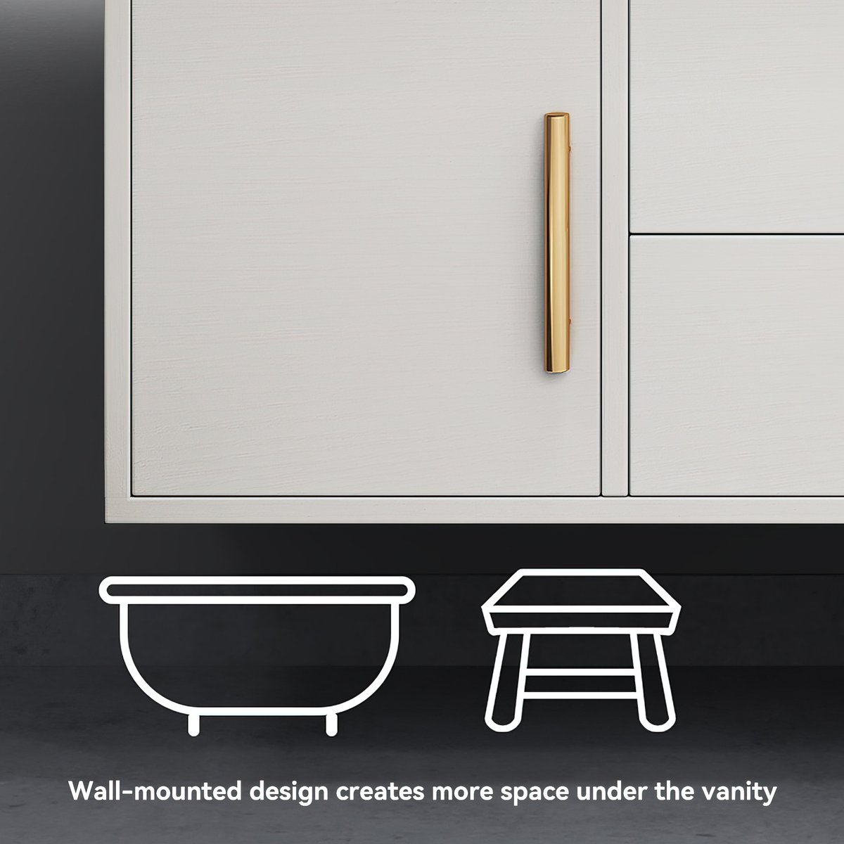 Meuble-lavabo simple mural blanc moderne de 39 pouces avec plateau en pierre frittée et évier image de fenêtre