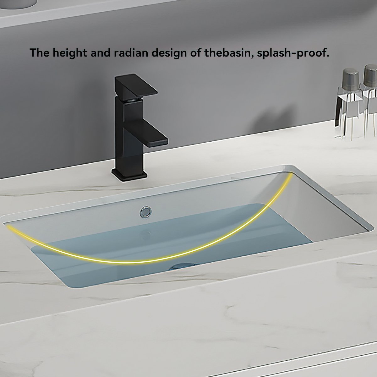 Meuble-lavabo simple mural blanc moderne de 39 pouces avec plateau en pierre frittée et évier image de fenêtre