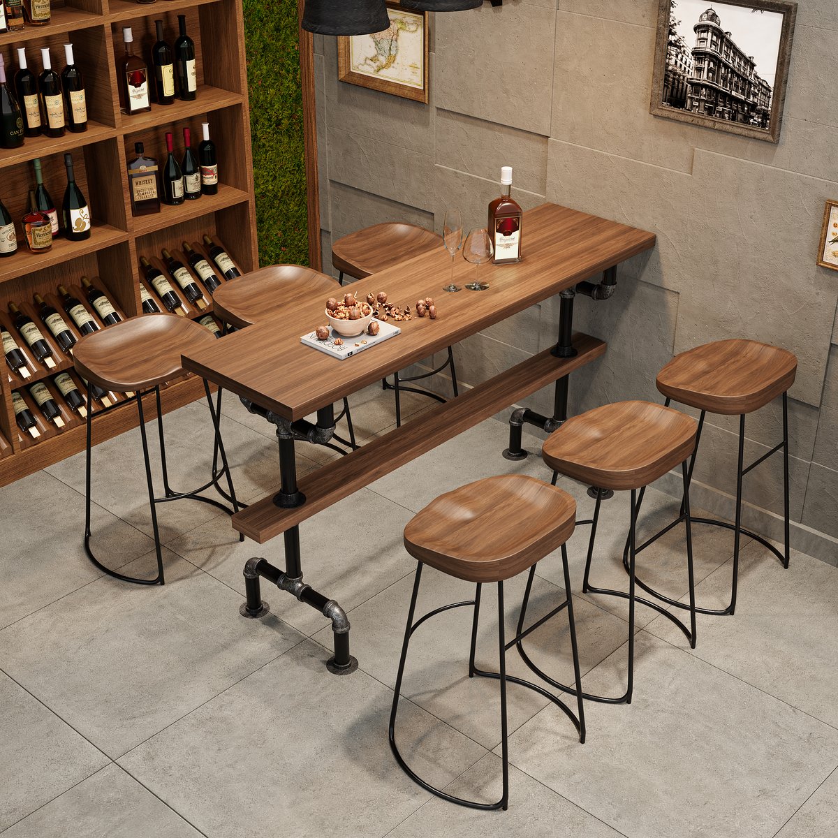 1800mm Table de Bar Industrielle Table de Pub