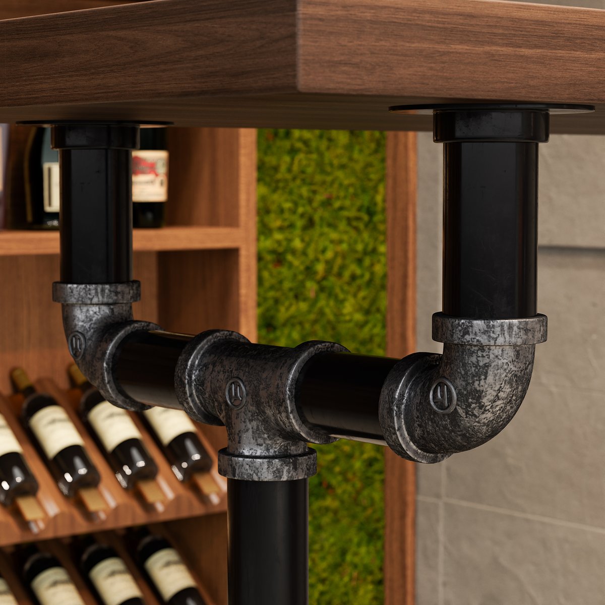 1800mm Table de Bar Industrielle Table de Pub image de fenêtre