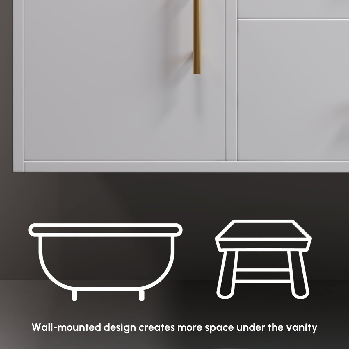Ensemble de meuble-lavabo flottant blanc de 100 cm avec armoire de toilette à LED image de fenêtre