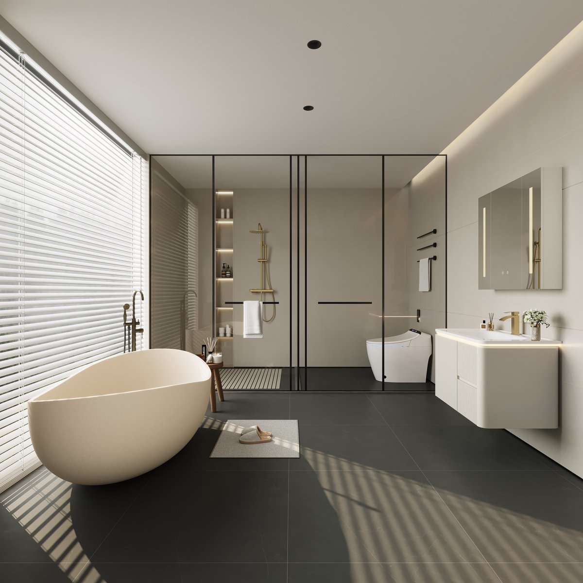 Ensemble de vanité de salle de bain flottant moderne à LED blanc chaud 800 mm avec lavabo image de fenêtre