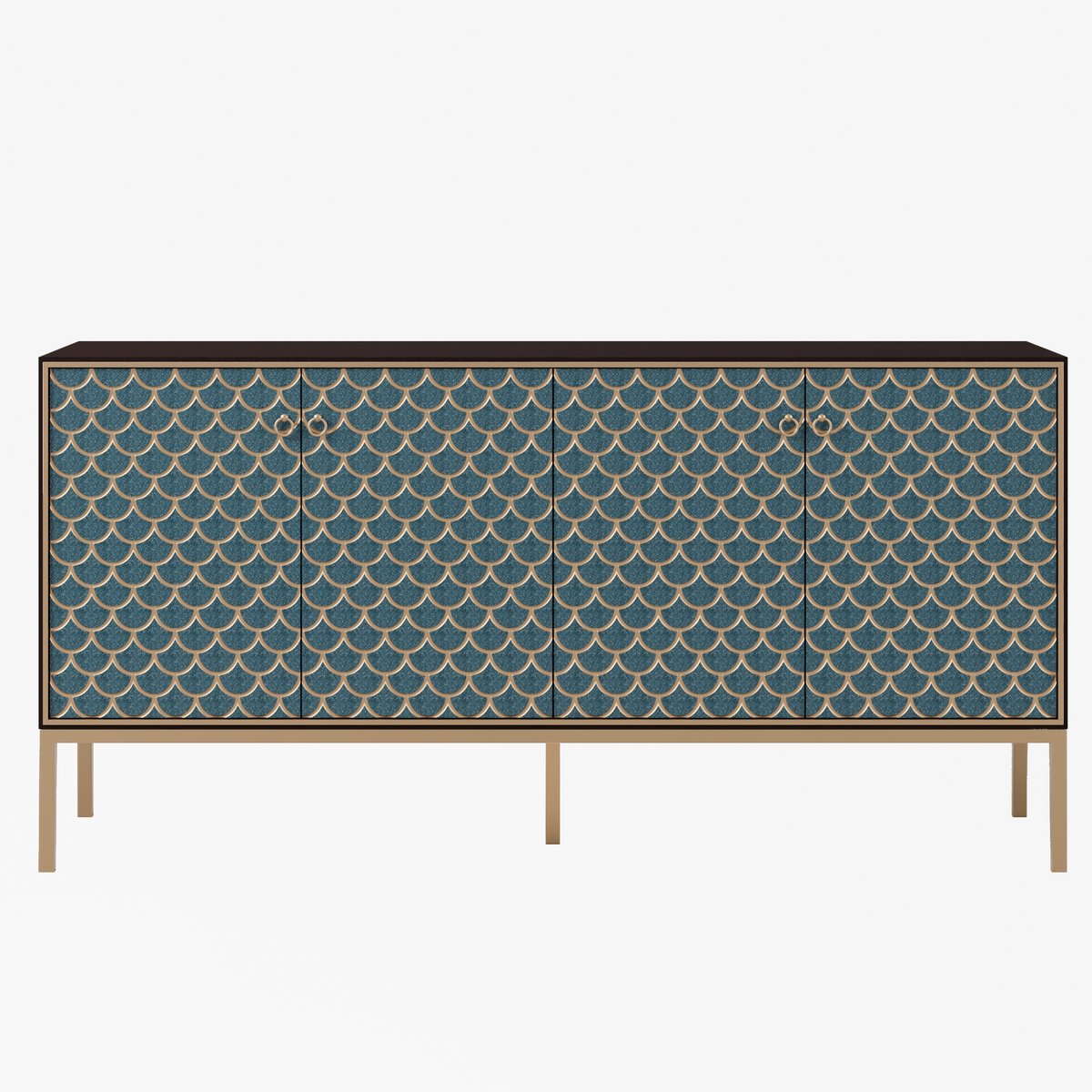 Bahut moderne en bois de 183 cm (72 po) avec 4 portes et étagères réglables image de fenêtre
