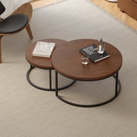 Salontafel Ivy rond set van 2 - Walnoot van BY-OLAF kopen