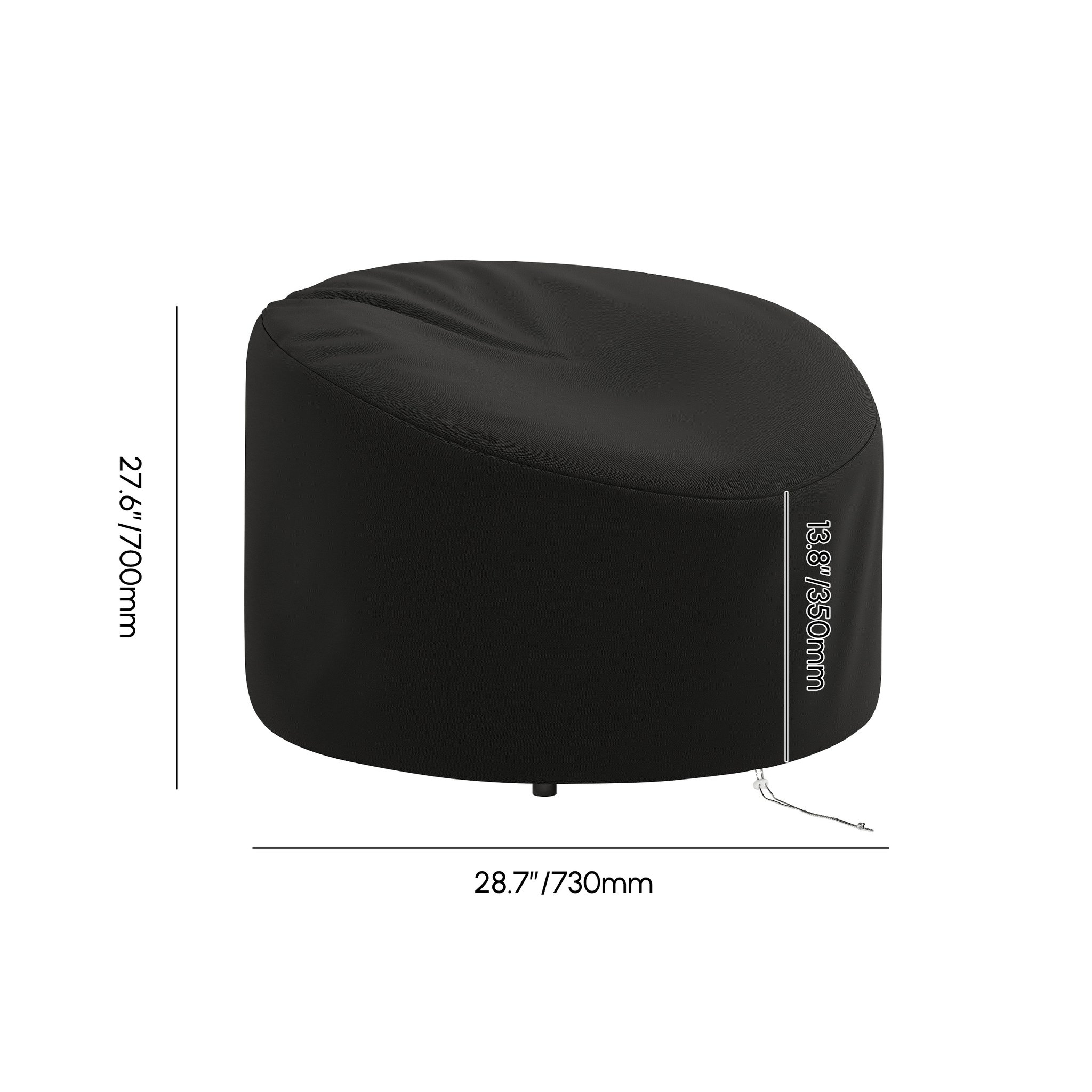 Measurement diagram for a cylindrical cushion cover.