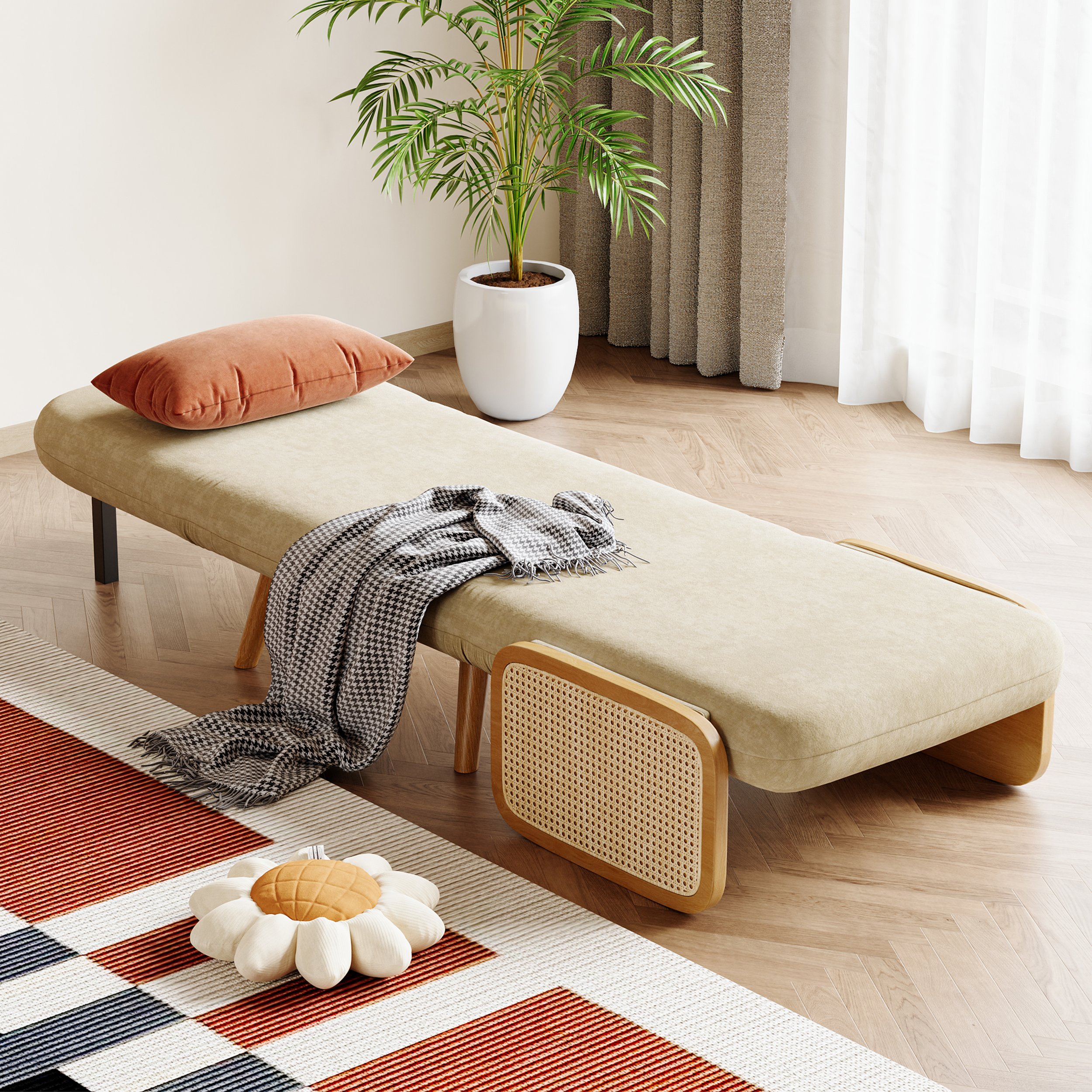 space saving furniture for small spaces - Homary Modern Rattan Single Sofa Bed