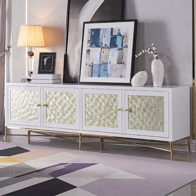 White Shell TV Stand with Stroage for TVs up to 75