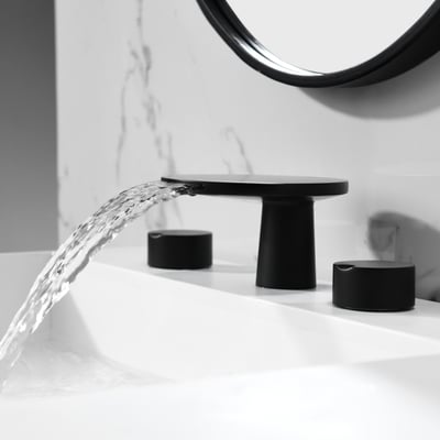 Waterfall Widespread Bathroom Sink Faucet Solid Brass | Homary