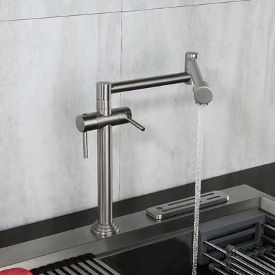 Küchenarmatur Nur Kaltes Wasser – Gebürstetes Nickel, SUS304 Edelstahl, Einhandgriff, 360° Drehbarer Auslauf
