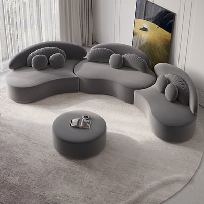 Gray curved sectional sofa sale