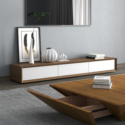 Homary TV-Konsole Ausziehbar - Entertainment Center Mit 3 Schubladen | Bis 279cm Breite