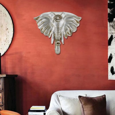 3D Elephant Head Wall Decor Home Artificial Animal Hanging Art Living ...