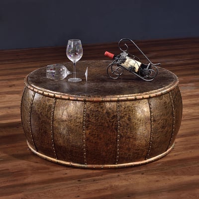 Modern Industrial Drum Coffee Table Drum Coffee Table Retro Round ...