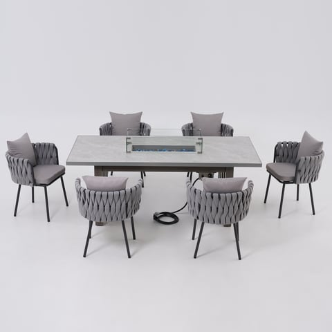 Outdoor Dining Set with Fire Pit
