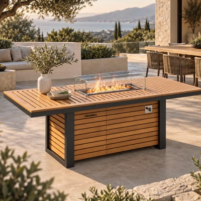 Garden Dining Set with Fire Pit