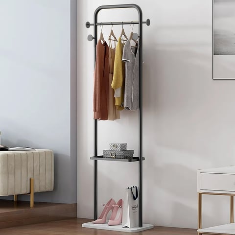 HOMCOM Appendiabiti Con Ruote 5 Ganci Barra Per Appendere E Scaffale Inferiore Per Ingresso Entrata 86x43x171 Cm Bianco~20p6fipppl800