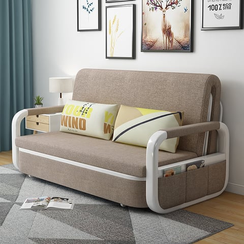 Divano Letto Pieghevole Queen Size Grigio Scuro – Schiuma Ad Alta Densità, Copertura Lavabile, Senza Montaggio, Per Piccoli Spazi - 3