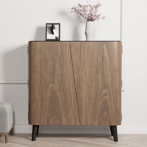 Armoire à chaussures avec portes à lattes en bois, armoire de