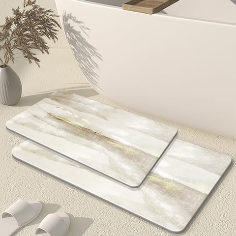 Ahuimin, set di tappeti da bagno ad acquerello, motivo foglie esotiche