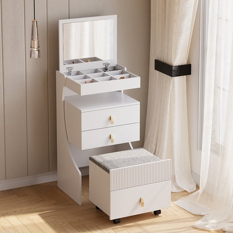 elegant white dressing table Wilmslow White Painted Single Pedestal Dressing Table