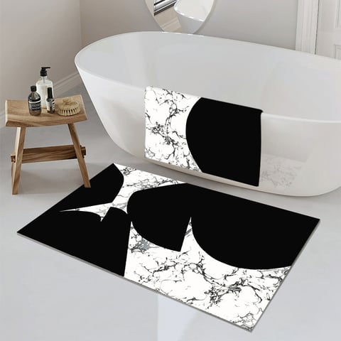 HUGS IDEA Set Tappeti Bagno 3 Pezzi Floreale: Tappetino Assorbente, Contorno Water E Copriwater Morbido In Flanella - 4