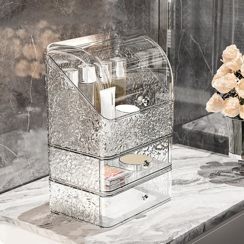 Boîte De Rangement Transparente Avec Tiroirs - Organisateur De Bureau Pour Stylos Et Fournitures, 21.5x15x12.9cm - 14