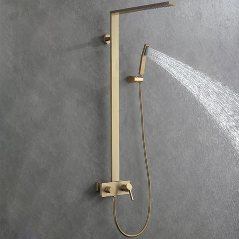 Heable Système De Douche Chromé De 25,4 Cm Pour Salle De Bain Avec Ensemble Combiné à Main, Montage Mural, Système De Pommeau De Douche à Haute Pression, Ensemble De Robinet De Douche
