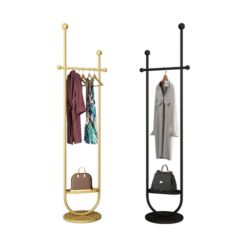 1850mm Black Modern Simple Line Design Cloth Rack with Shelf | Homary AU