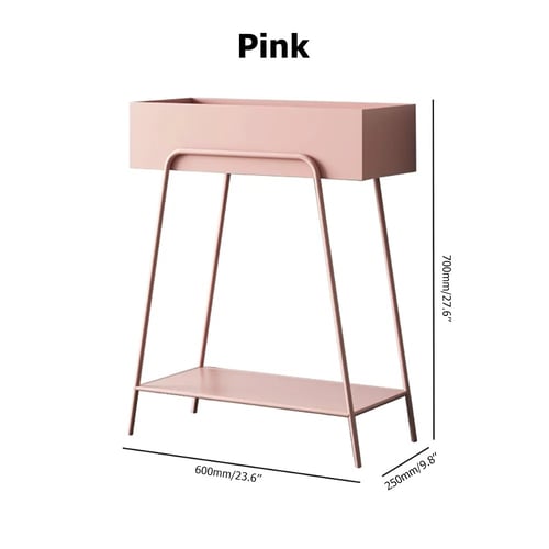 Pink Rectangular 2-Tier Plant Stand Indoors Display Shelf Storage ...