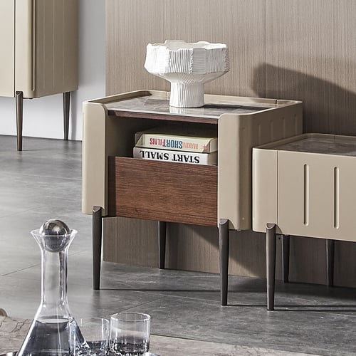 Vintage Khaki Sintered Stone Top Chest with Drawer Storage Chest