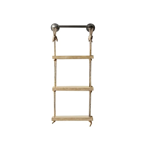Étagères Suspendues En Bois Avec Corde Jute - Fabrication Française Artisanale, Déjà Montées, Crochets Inclus