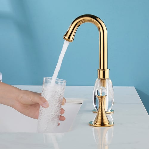 Airuida Waschtischarmatur Verchromt, Wasserfall-Auslauf, Doppelgriffe, 20,3 Cm Breite, 3-Loch-Montage, Mit Pop-Up-Ablauf – Für Badezimmer