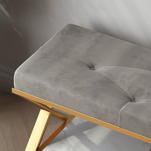 Gray Entryway Bench with Storage Bed Bench Velvet Upholstered with X ...