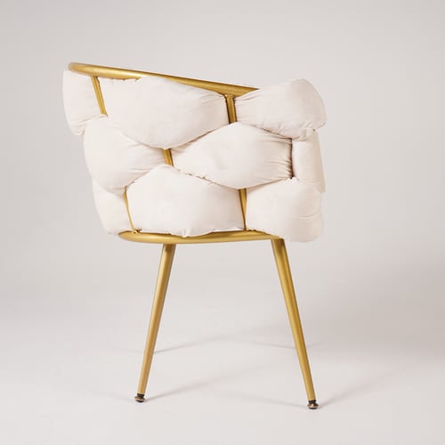 Samt Chaise Recht Beige Log Mit Einer Goldenen Basis main image 1