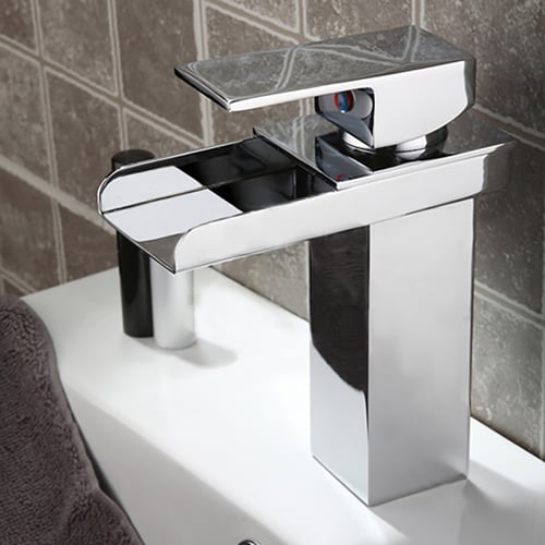 Modern Waterfall Bathroom Sink Faucet in Chrome | Homary