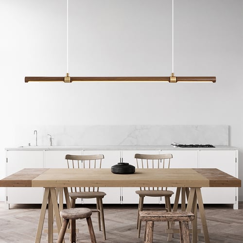 Minimalist 1-Light Kitchen Island Light Modern Linear LED Pendant Light ...