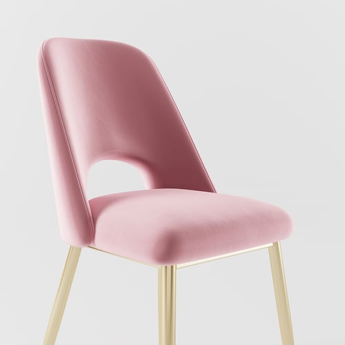 Mid-Century Modern Pink Upholstered Dining Chair Set of 2 with Hollow Back | Homary