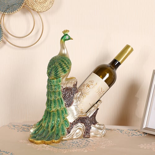 Glam Peacock Wine Rack Decorative Countertop Wine Bottle Holder in