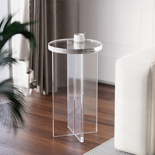 Round Clear Acrylic End Table Modern Side Table | Homary