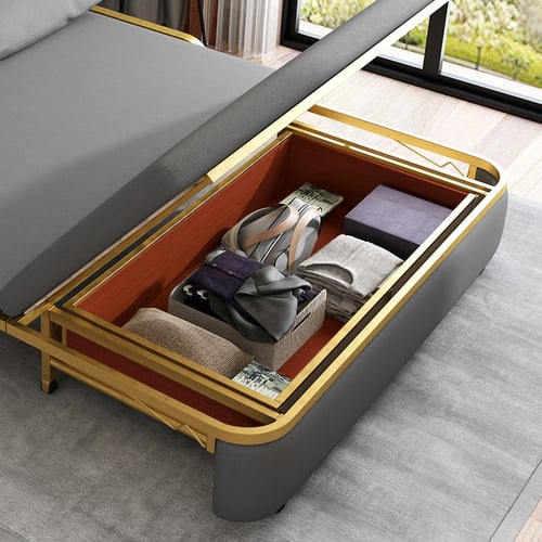 King Sleeper Sofa Grey Upholstered Convertible Sofa LeathAire Homary UK