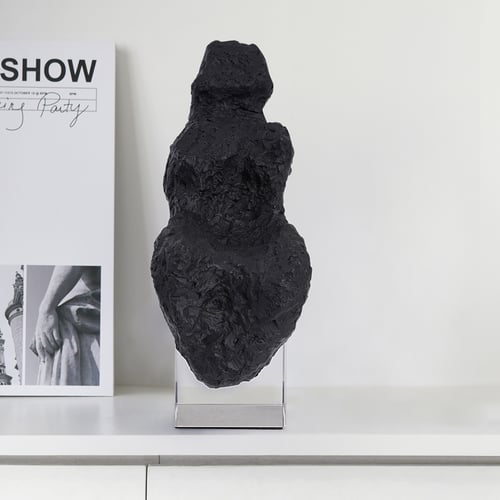 3D Modern Black Resin Stone Sculpture Figurine Ornament Home Decor Art