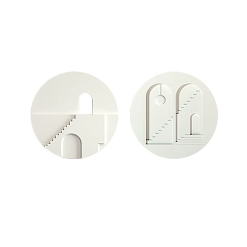2 Pieces Minimalist White Round Abstract Geometric Wooden Wall Decor ...