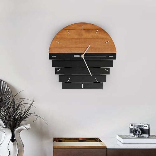 11.8" Rustic Abstract Wood Wall Clock For Living Room Home Hanging ...