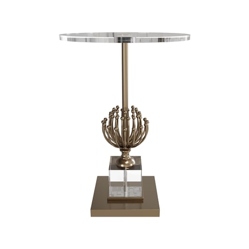 Round Modern Unique End Table Gold Flower Sofa Side Table Acrylic ...