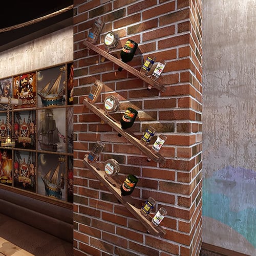 Étagère Murale Industrielle à Suspendre Avec 5 Supports De Verres à Vin, étagère Rustique Pour Verres à Vin, étagères Flottantes